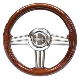 mahogany power boat steering wheel