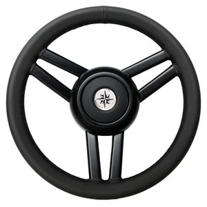 leather-covered power boat steering wheel