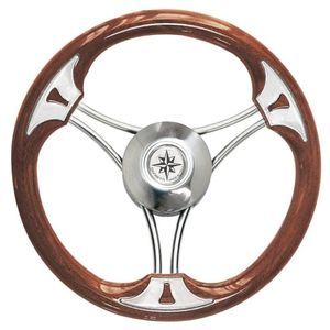 wooden power boat steering wheel 1