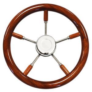 teak power boat steering wheel 1