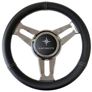 leather-covered power boat steering wheel 1