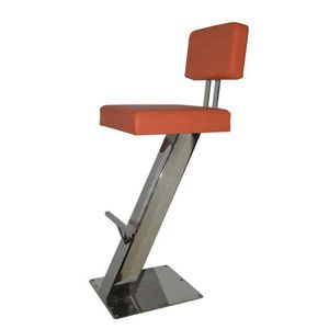 yacht bar stool / polished stainless steel / square base