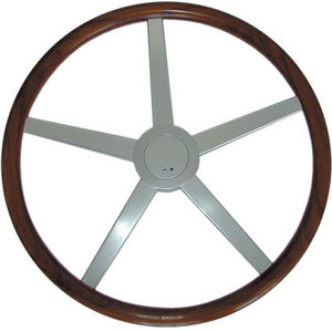 teak power boat steering wheel