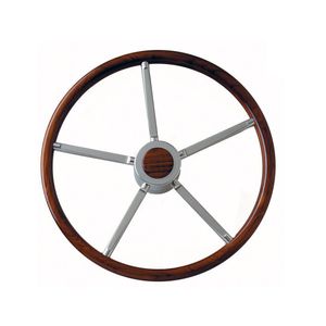 teak power boat steering wheel
