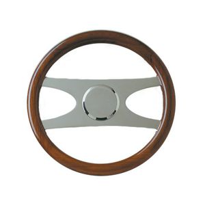 teak power boat steering wheel