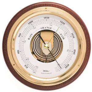 Fischer Instruments 1434TD-22 6 1/2 Mahogany Wood and Brass Tide Clock