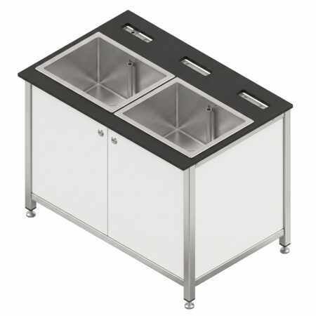 Rectangular sink - MK Seats GmbH - double / stainless steel / 304 stainless steel