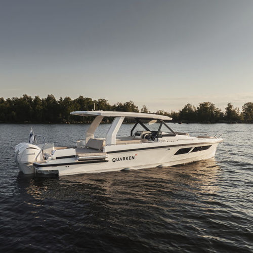Outboard express cruiser - 35 Sport Tourer - QUARKEN Boats - twin-engine / open / soft-top