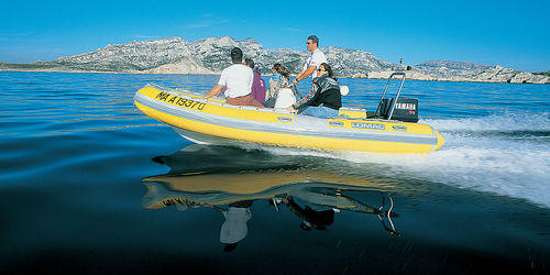 Outboard inflatable boat - CLUB 460 - Lomac - rigid / center console / with jockey console