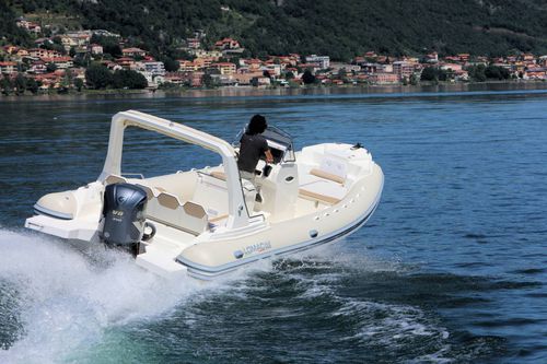 Inflatable catamaran - EUFORIA 850 - Lomac - outboard / rigid hull / RIB
