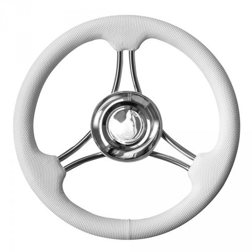 Stainless steel power boat steering wheel - V.RA35 - MAVIMARE - polyurethane-coated / racing / three spokes