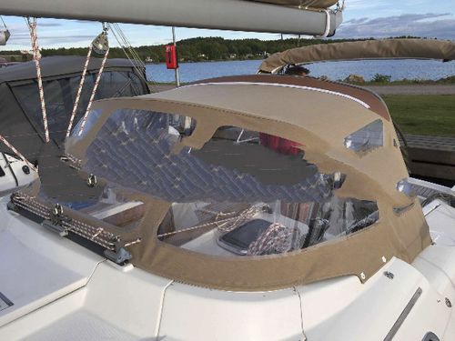 Sailboat sprayhood - Bavaria 50 Farr - KAPELL ANNAT - cockpit / stainless steel frame / brown