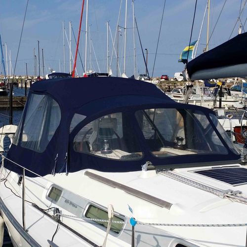 Sailboat sprayhood - Oceanis 343 - KAPELL ANNAT - cockpit / stainless steel frame / blue