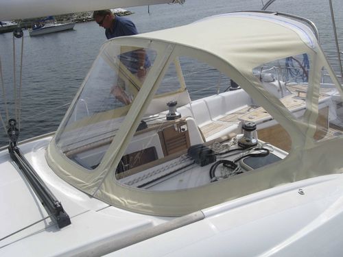 Sailboat sprayhood - Oceanis 40 - KAPELL ANNAT - cockpit / stainless steel frame / beige