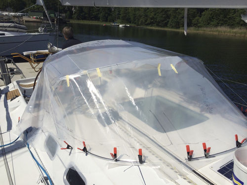 Sailboat sprayhood - First 40.7 - KAPELL ANNAT - cockpit / stainless steel frame / brown