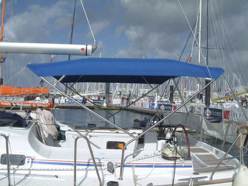 Sailboat Bimini top - Oceanis 473 - KAPELL ANNAT - cockpit / stainless steel frame / blue