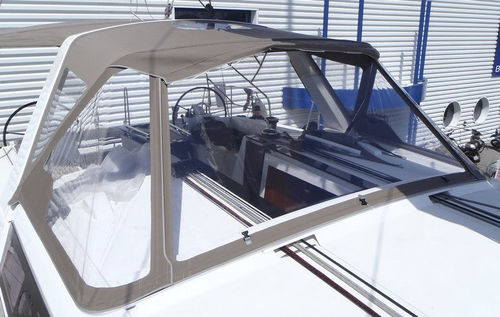 Sailboat sprayhood - Oceanis 48 - KAPELL ANNAT - cockpit / stainless steel frame / brown