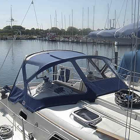 Sailboat sprayhood - 312 - KAPELL ANNAT - cockpit / stainless steel frame / blue