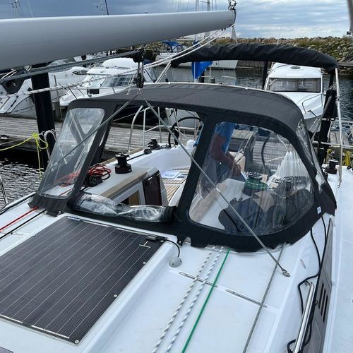 Sailboat sprayhood - Sun Odyssey 349 - KAPELL ANNAT - cockpit / stainless steel frame / black
