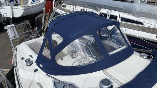 Sailboat sprayhood - Maxi 909 - KAPELL ANNAT - cockpit / stainless steel frame / blue