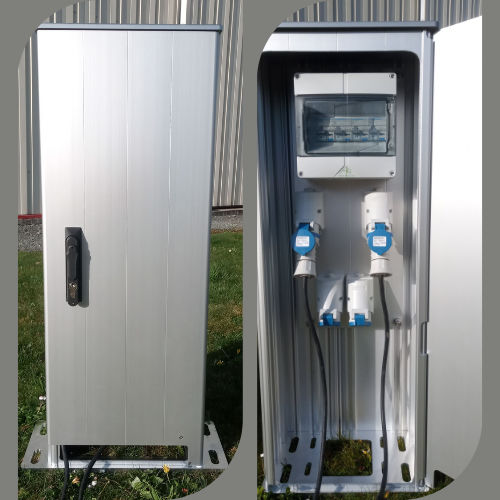 Dock pedestal - BORNE ELECTRIQUE - Ruban Bleu - power charging / stainless steel