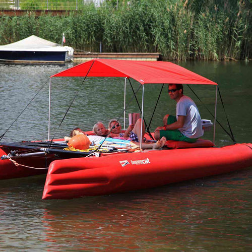 Boat sun awning - HAPPY CAT EVOLUTION - Grabner GMBH, Austria - aluminum frame / polyester / red
