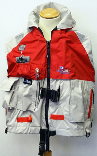 Sailing jacket - Navigator 2025 - Seasafe Systems Ltd - with built-in, self-inflating vest / sleeveless / red