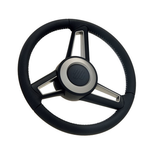 Leather-covered power boat steering wheel - DOLFIN - ULTRAFLEX S.P.A. - racing / three spokes / black