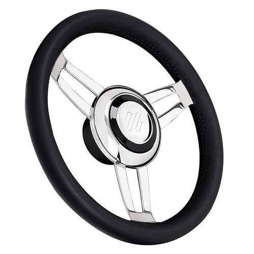 Polyurethane-coated power boat steering wheel - ADORNO - ULTRAFLEX S.P.A. - leather-covered / racing / three spokes