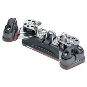 Mainsail sheet car - 1629 - Harken - with pivoting shackle / fixed sheaves / with integrated jam cleat