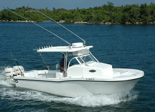 Outboard walkaround - 278 CRUISER - Dusky Marine - twin-engine / sport-fishing / with T-top