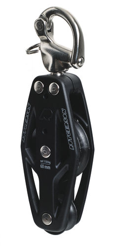 Single block - B300321BS - RUTGERSON - fiddle / with snap shackle / plain bearing