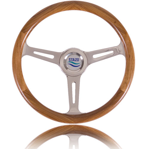 Teak power boat steering wheel - 57 - Stazo marine equipment bv - design