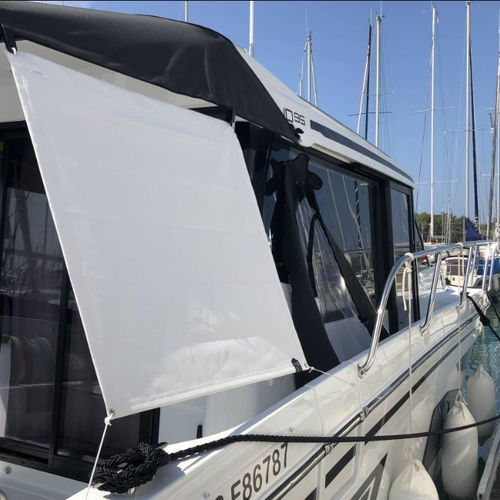 Sailboat sun awning - NVequipment - cockpit / stainless steel frame / white