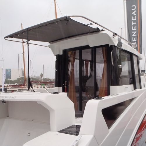Boat sun awning - NVequipment - cockpit / stainless steel frame / with telescopic frame
