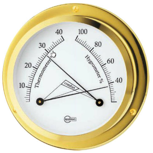 Analog thermometer 1190MS Barigo hygrometer / comfortmeter / polished brass