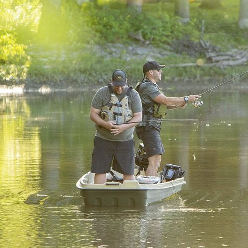 Outboard jon boat - INTRUDER 12 - Pelican International - open / for fishing / 2-person max.