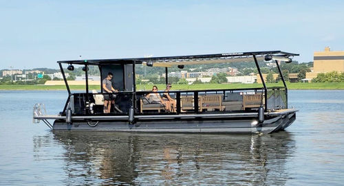 Trimaran pontoon boat - M1000 - MOGGARO ALUMINIUM YACHTS - outboard / twin-engine / open