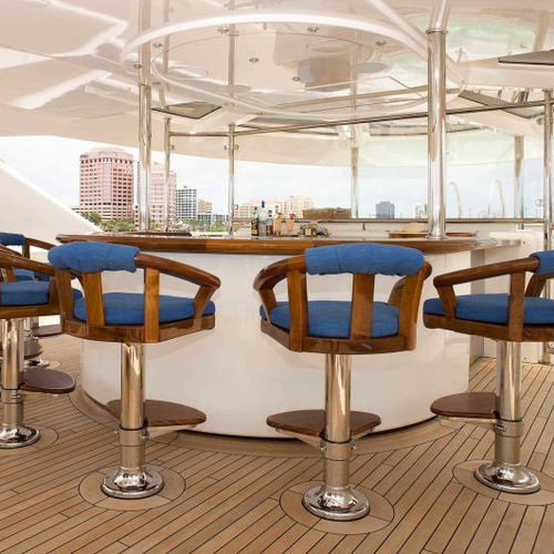 Yacht bar stool - T7023T-BACK4 - Pompanette - stainless steel / anodized aluminum / round base