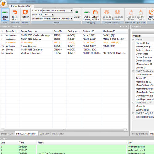 Analysis software - Toolkit  - Actisense - NMEA network testing / for boat / for sailboats