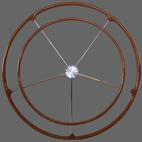 Sailboat helm wheel - V2A Doppelhandlauf - TCE-Engineering - teak / design