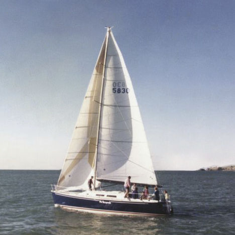 Cruising sailboat - Mr Roosevelt - Lloyd Stevenson Boat Builders - with bowsprit