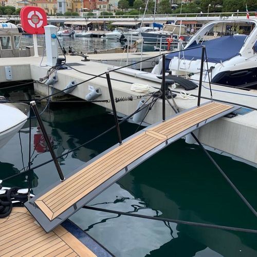 Recreation center gangway - ATHENA - SWISS CARBON Marine Systems - folding / carbon / with handrails