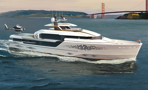 Cruising super-yacht - Flow 44 - McMullen & Wing - wheelhouse / displacement hull / with helideck