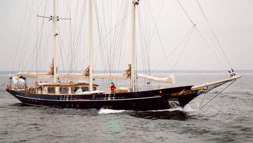 Classic sailing super-yacht - MALCOLM MILLER - CONRAD S.A. - with open transom / sloop / schooner