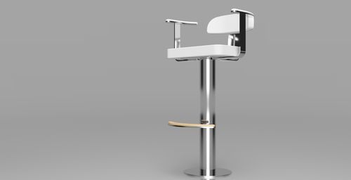Artificial leather bar stool - 20.BS105 - Atep Italia - teak / stainless steel 316L / round base