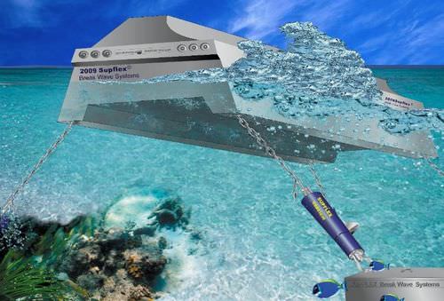 Floating breakwater - Superflex Pontoon Mooring Systems - concrete