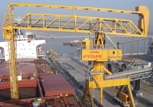Screw ship unloader - SIMPORTER 1000 tph - VIGAN Engineering S.A. - continuous / mechanical / floor track