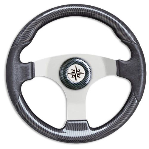 Carbon power boat steering wheel - T15 - SAVORETTI ARMANDO & C. s.n.c. - racing / three spokes / black