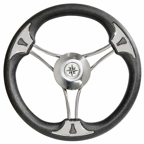 Stainless steel power boat steering wheel - T22 series - SAVORETTI ARMANDO & C. s.n.c. - mahogany / racing / six spokes